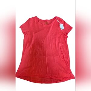 SOLD- New Lilly Pulitzer Etta Scoop Neck Tee, Pima, Coral/Pink, Large